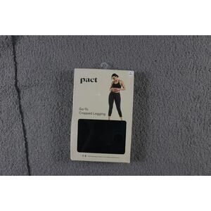 New Pact Organic Leggings Womens Small Black Go To Cropped Cotton Pull On